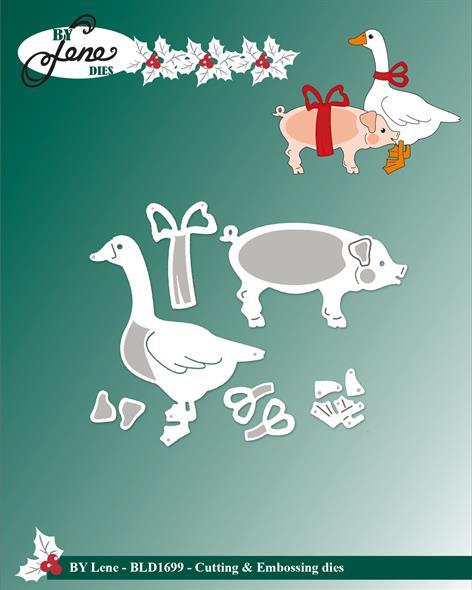 By Lene dies Christmas duck and pig And: 3,7x5cm